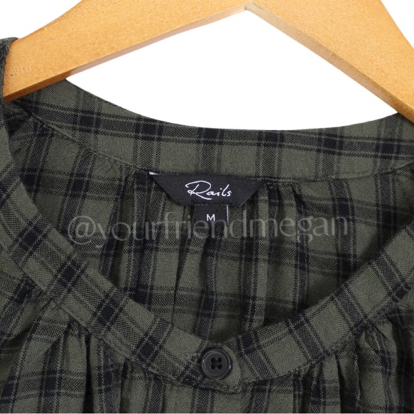 Rails Bella Plaid Tie Waist Shirtdress Olive Iron Check - Picture 8 of 9